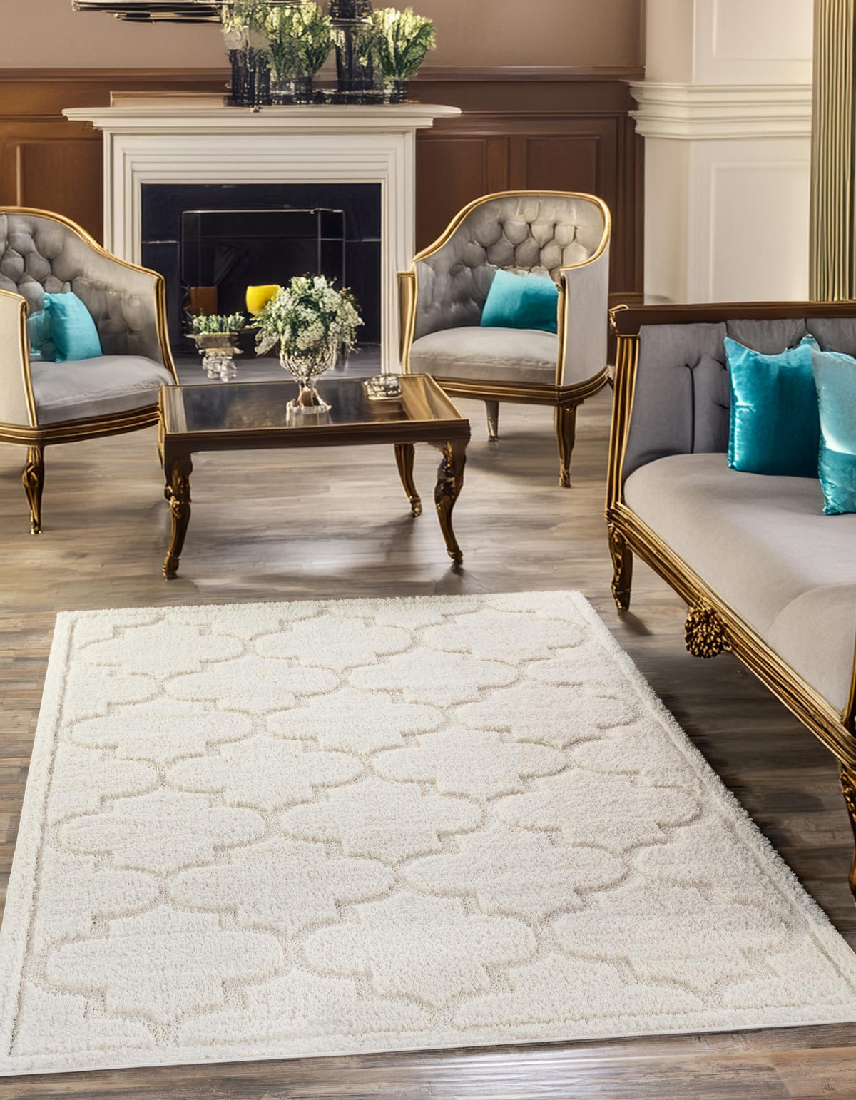 Trellis Haven Collection Area Rug -  Havencrest Rectangle Ivory  lifestyle 34