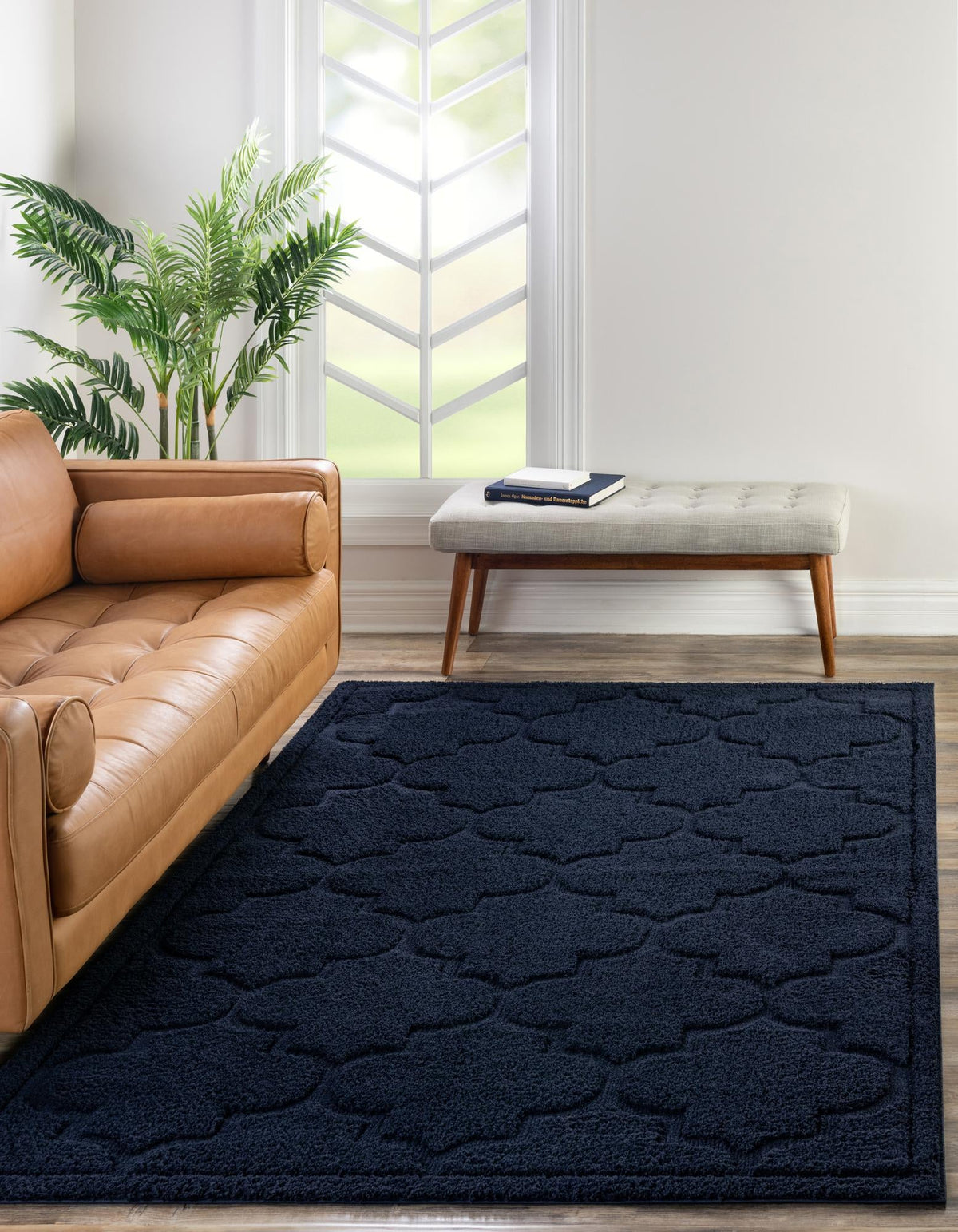 Trellis Haven Collection Area Rug -  Havencrest Rectangle Navy Blue  lifestyle 5
