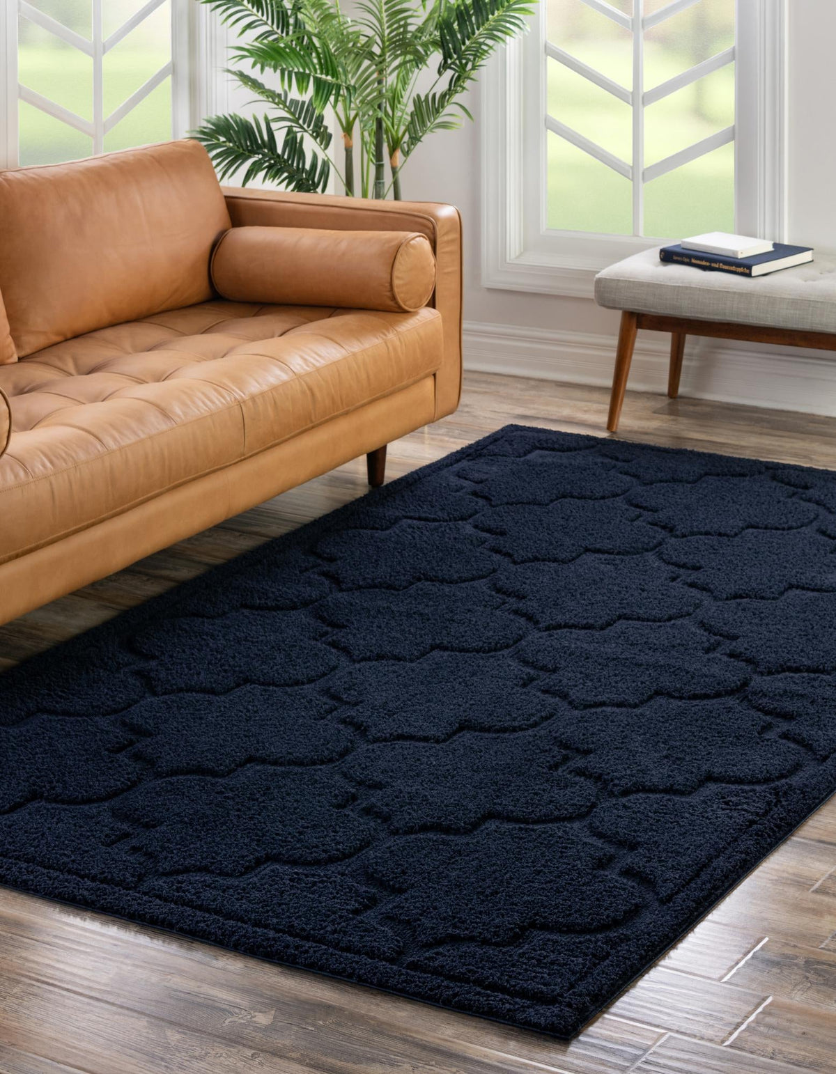 Trellis Haven Collection Area Rug -  Havencrest Rectangle Navy Blue  lifestyle 10