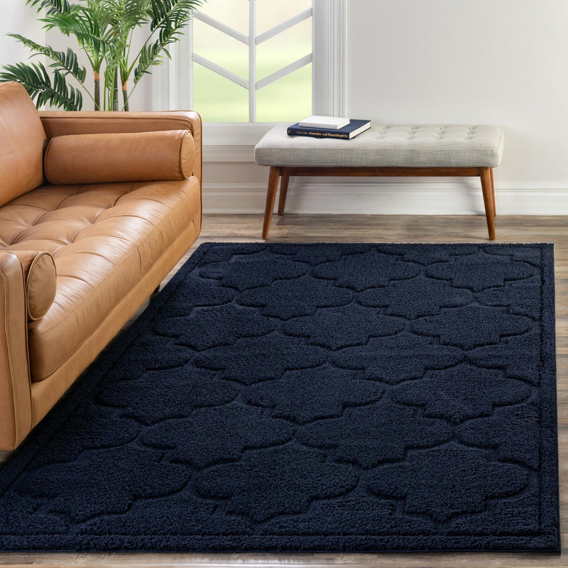 Trellis Haven Collection Area Rug -  Havencrest Rectangle Navy Blue  lifestyle 80