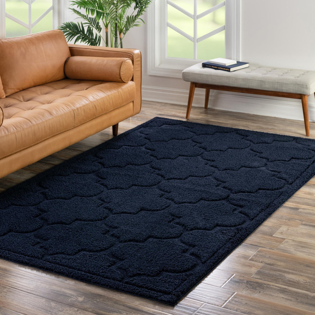 Trellis Haven Collection Area Rug -  Havencrest Rectangle Navy Blue  lifestyle 83