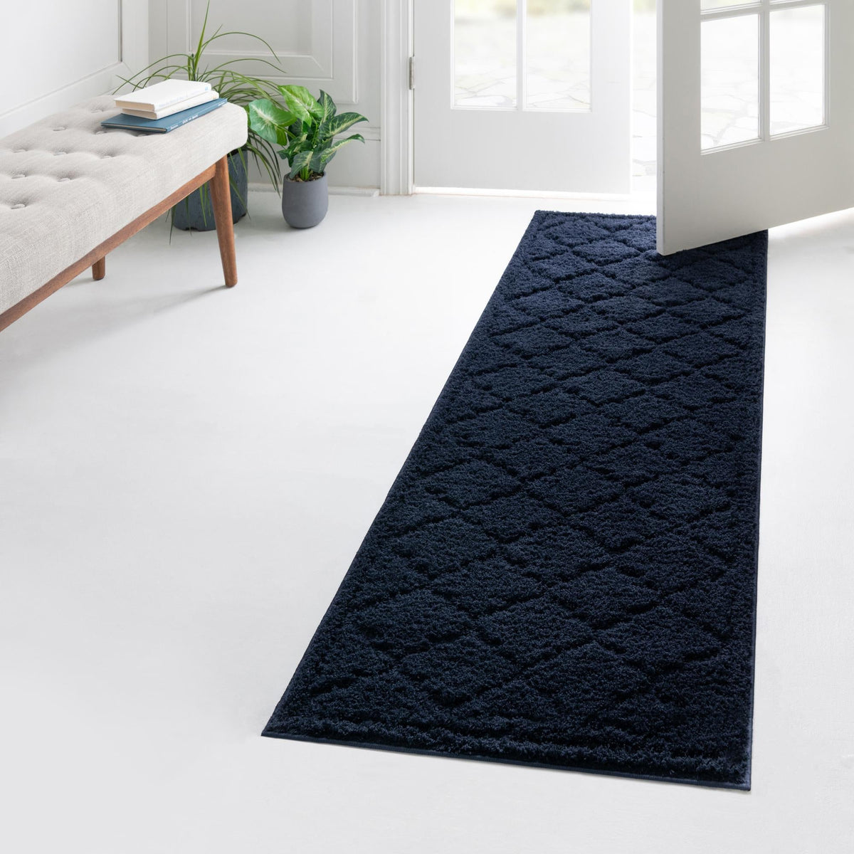 Trellis Haven Collection Area Rug -  Havencrest Runner Navy Blue  lifestyle 104