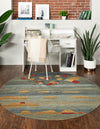Zagros Oasis Collection Area Rug -  Qasr-e Shirin Round Dark Blue  lifestyle 12