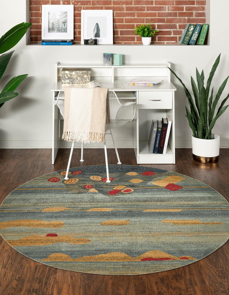 Zagros Oasis Collection Area Rug -  Qasr-e Shirin Round Dark Blue  lifestyle 12