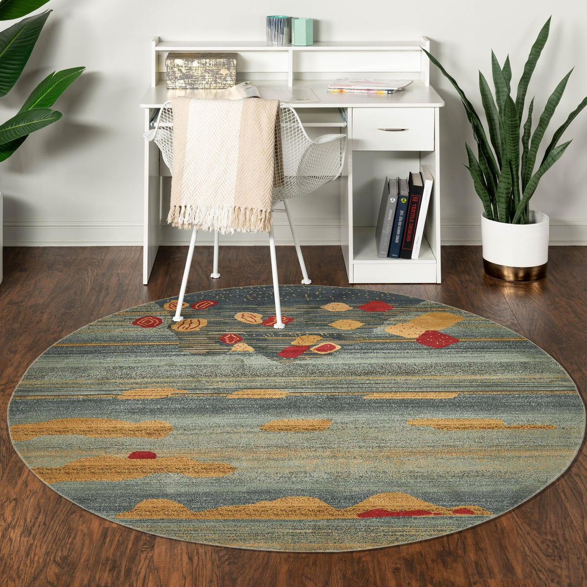 Zagros Oasis Collection Area Rug -  Qasr-e Shirin Round Dark Blue  lifestyle 22