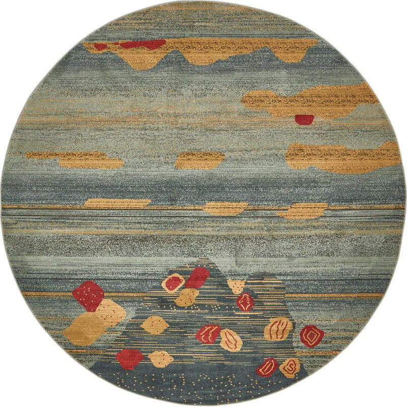 Zagros Oasis Collection Area Rug -  Qasr-e Shirin Round Dark Blue  lifestyle 10
