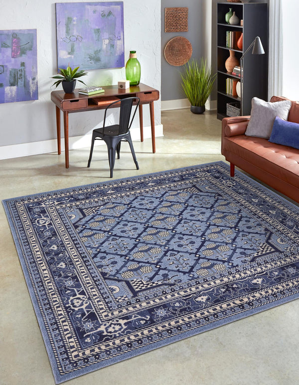 Horizon Collection Area Rug -  Aurora Square Blue  lifestyle 28