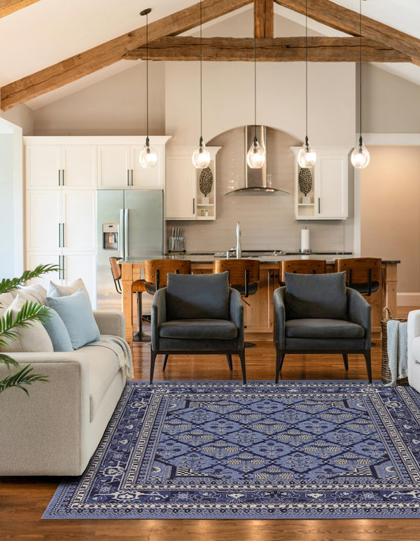 Horizon Collection Area Rug -  Aurora Square Blue  lifestyle 55