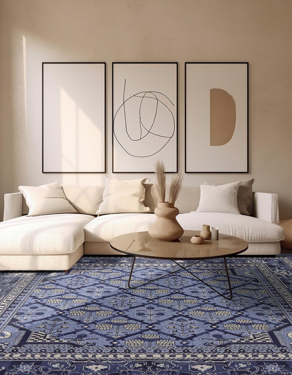 Horizon Collection Area Rug -  Aurora Square Blue  lifestyle 60