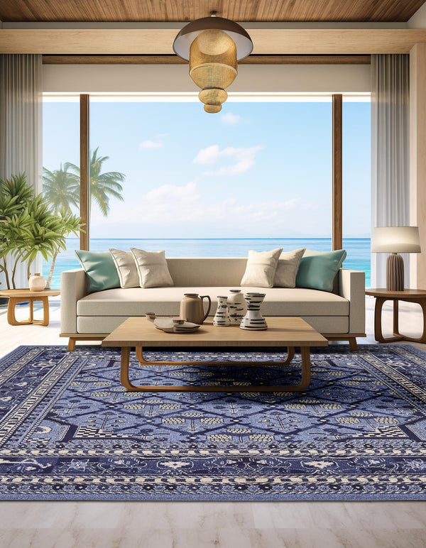 Horizon Collection Area Rug -  Aurora Square Blue  lifestyle 63