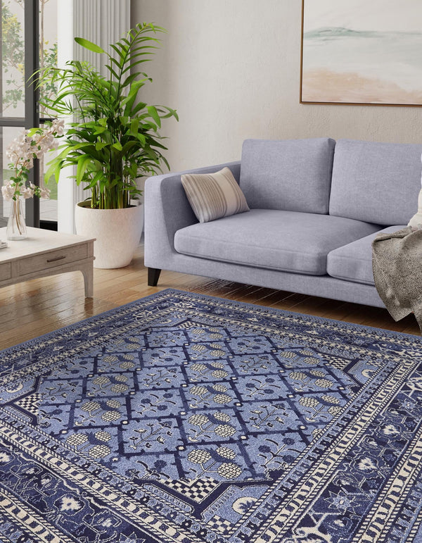 Horizon Collection Area Rug -  Aurora Square Blue  lifestyle 72