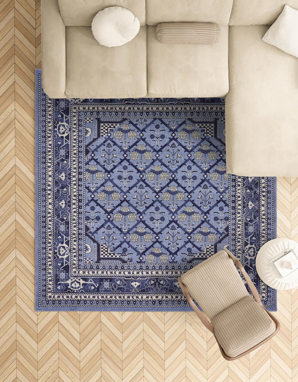 Horizon Collection Area Rug -  Aurora Square Blue  lifestyle 79