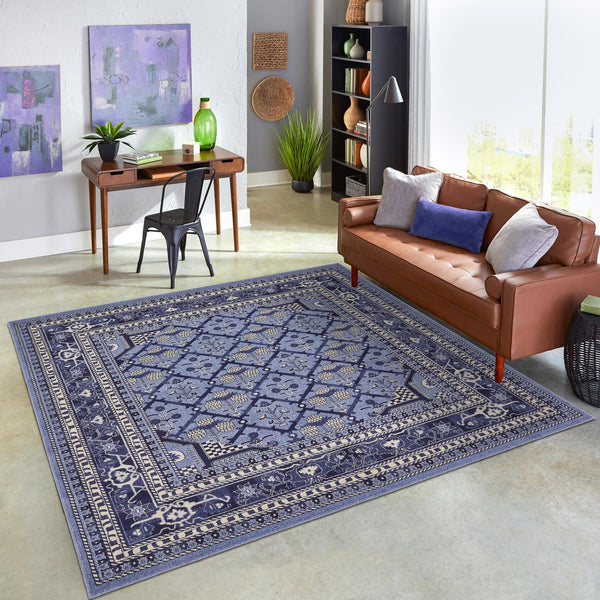 Horizon Collection Area Rug -  Aurora Square Blue  lifestyle 68