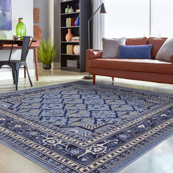 Horizon Collection Area Rug -  Aurora Square Blue  lifestyle 69
