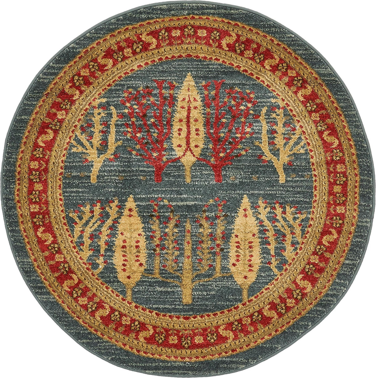 Zagros Oasis Collection Area Rug -  Ilam Round Blue  lifestyle 28