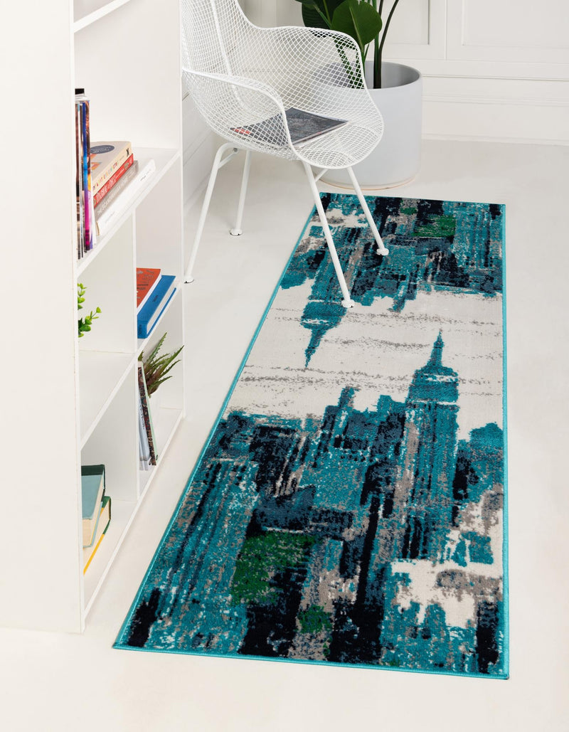 Urban Oasis Collection Area Rug -  Crownheights Runner Turquoise  lifestyle 7