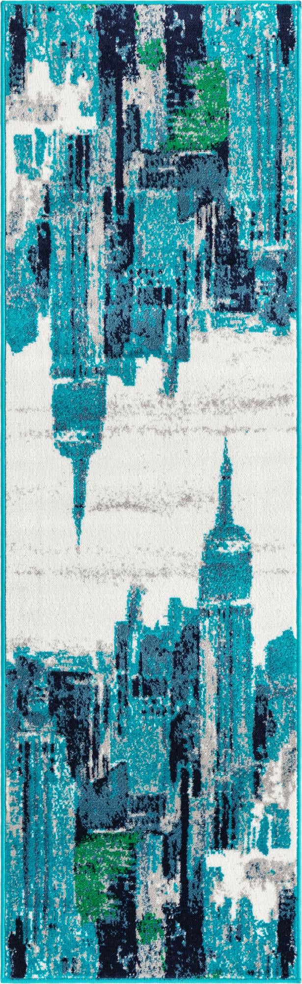 Urban Oasis Collection Area Rug -  Crownheights Runner Turquoise  lifestyle 6