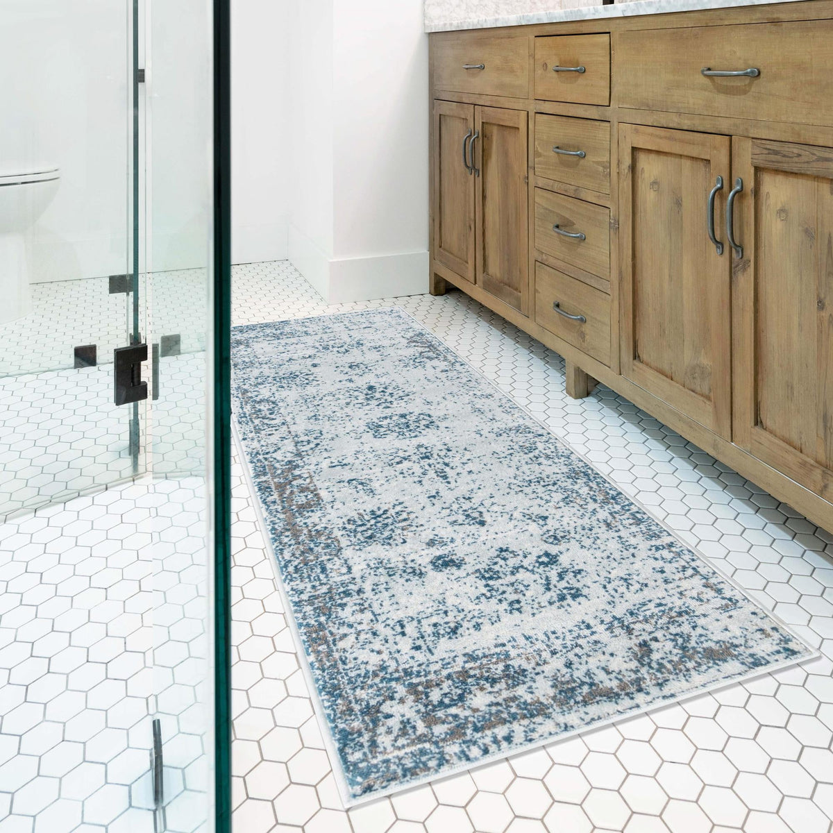 Riviera Elegance Collection Area Rug - Antibes (Light Blue) Runner Light Blue  lifestyle 30