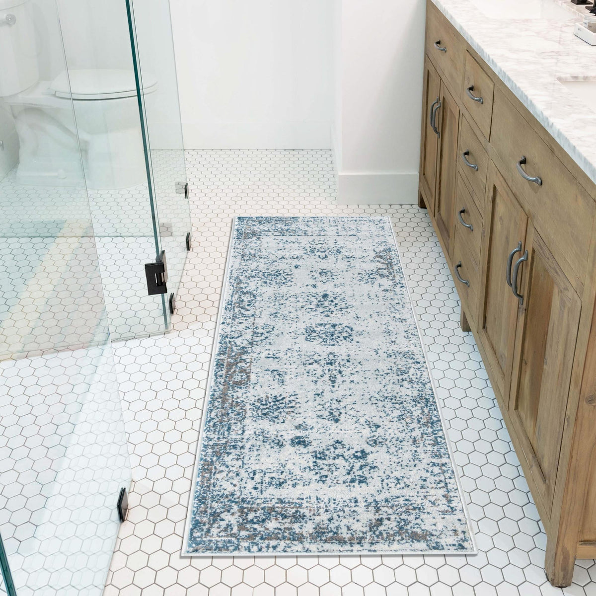 Riviera Elegance Collection Area Rug - Antibes (Light Blue) Runner Light Blue  lifestyle 31