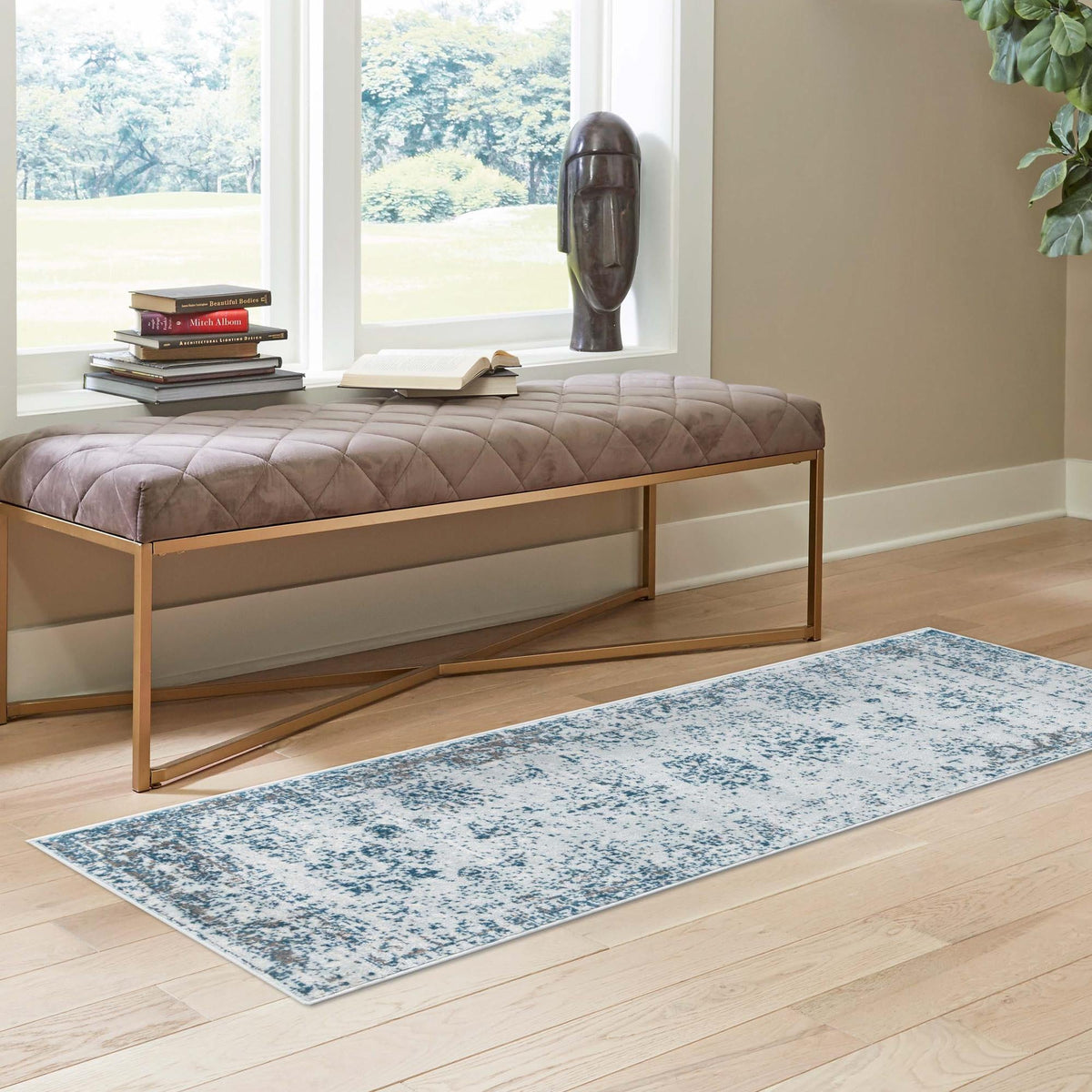 Riviera Elegance Collection Area Rug - Antibes (Light Blue) Runner Light Blue  lifestyle 32