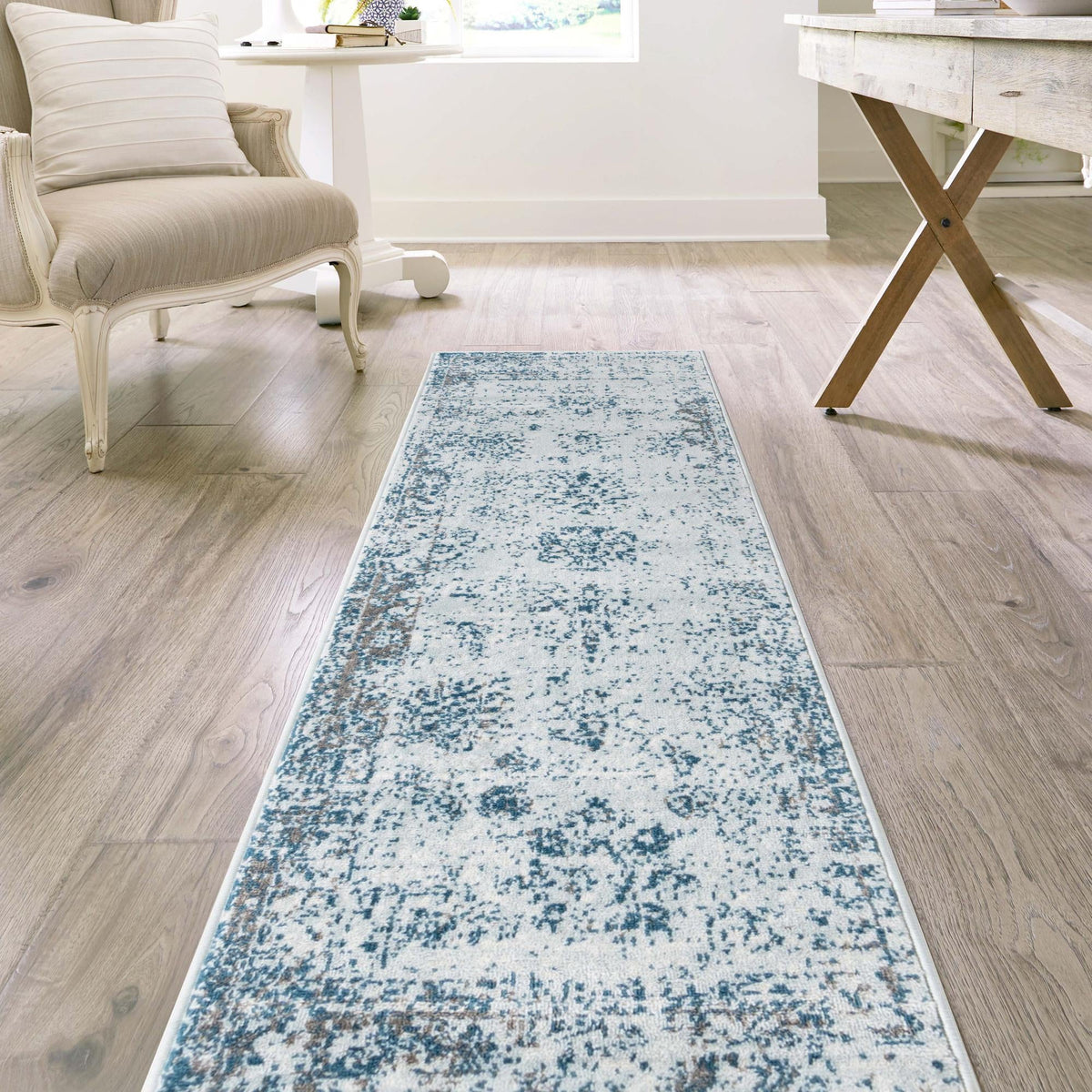 Riviera Elegance Collection Area Rug - Antibes (Light Blue) Runner Light Blue  lifestyle 33