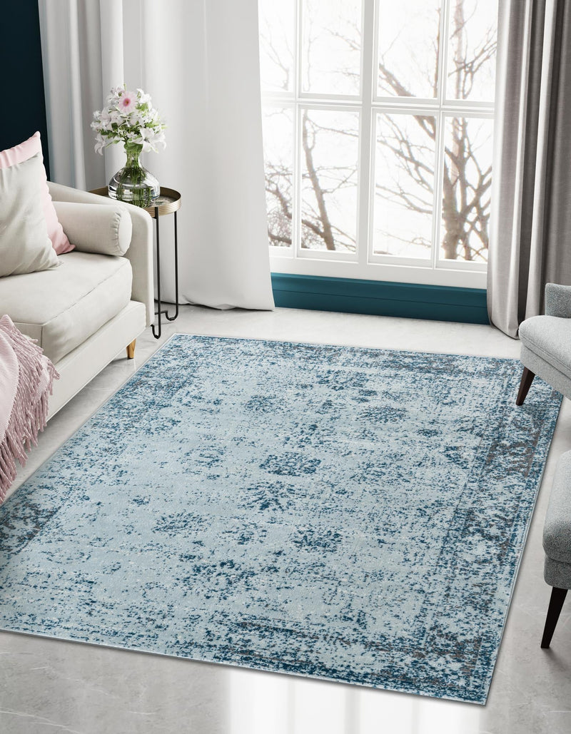 Riviera Elegance Collection Area Rug - Antibes (Light Blue) Rectangle Light Blue  lifestyle 12