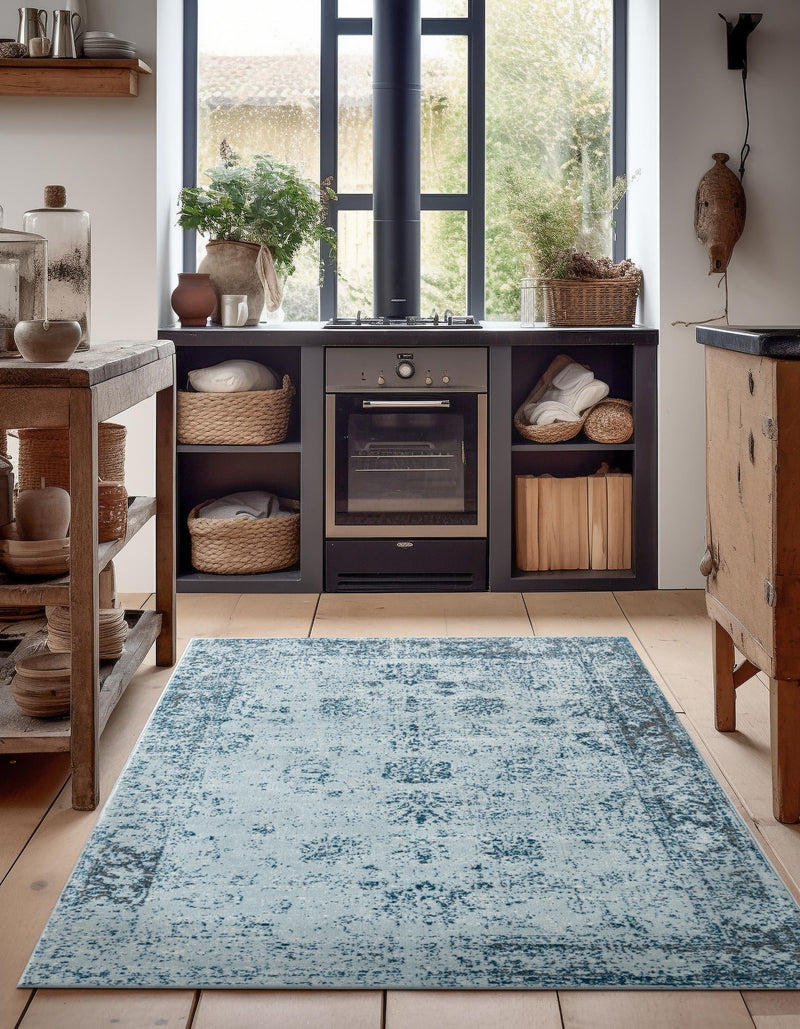 Riviera Elegance Collection Area Rug - Antibes (Light Blue) Rectangle Light Blue  lifestyle 13