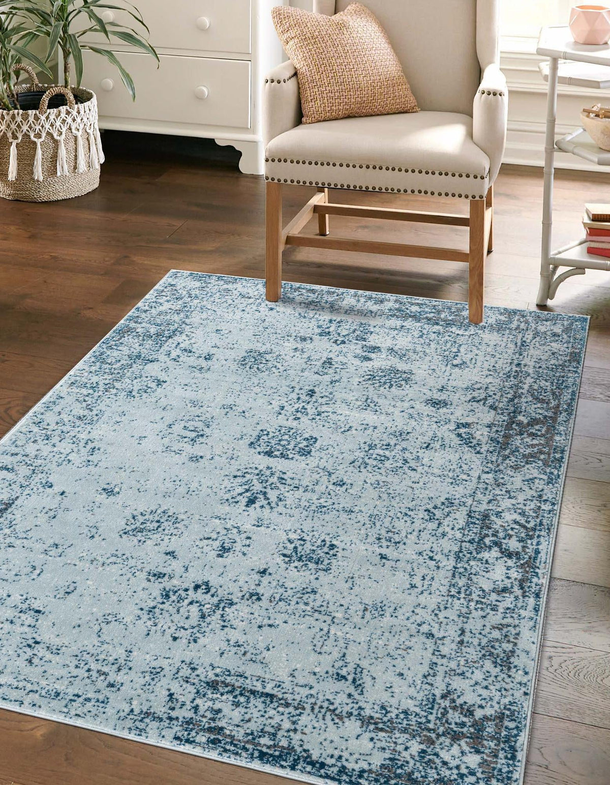 Riviera Elegance Collection Area Rug - Antibes (Light Blue) Rectangle Light Blue  lifestyle 15