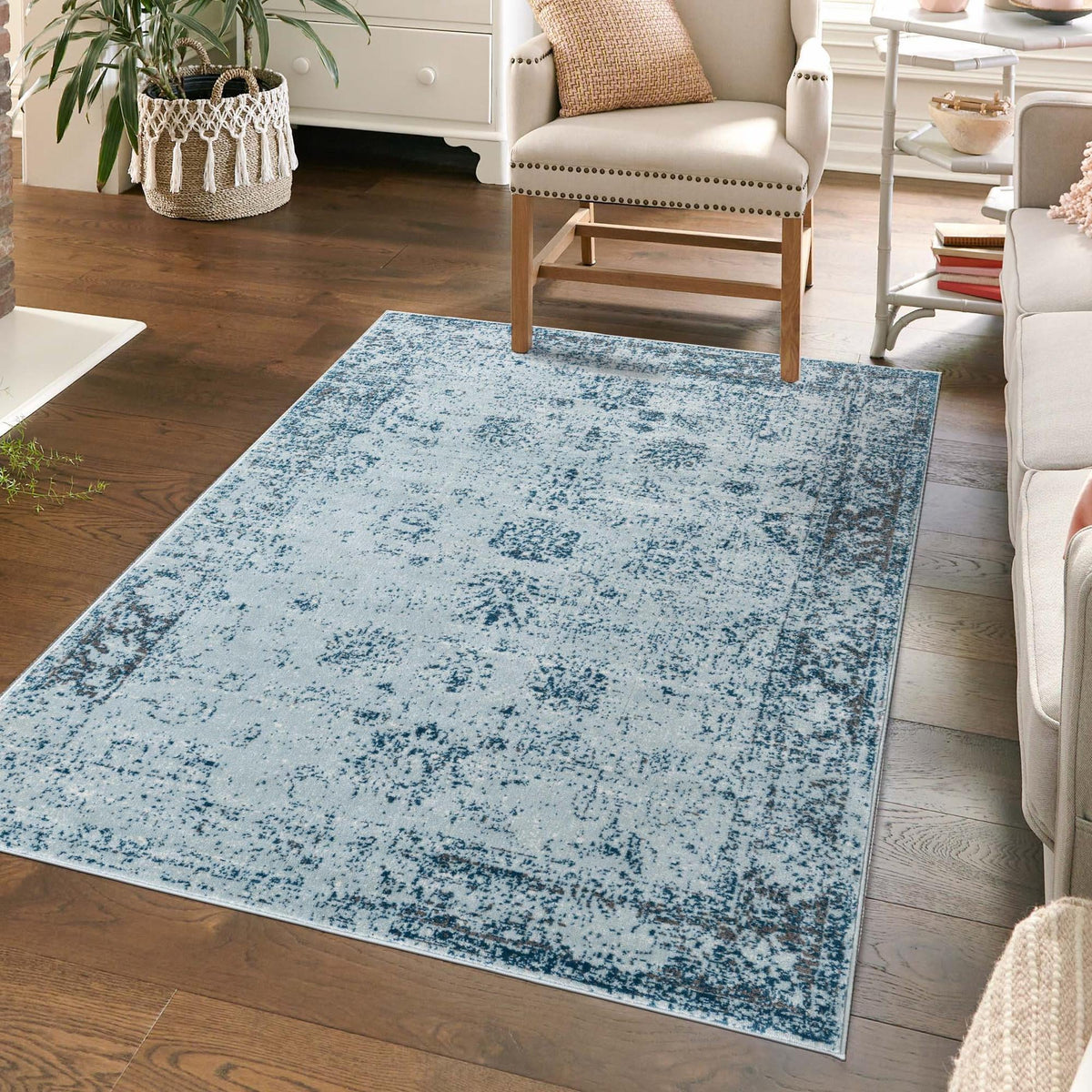 Riviera Elegance Collection Area Rug - Antibes (Light Blue) Rectangle Light Blue  lifestyle 28