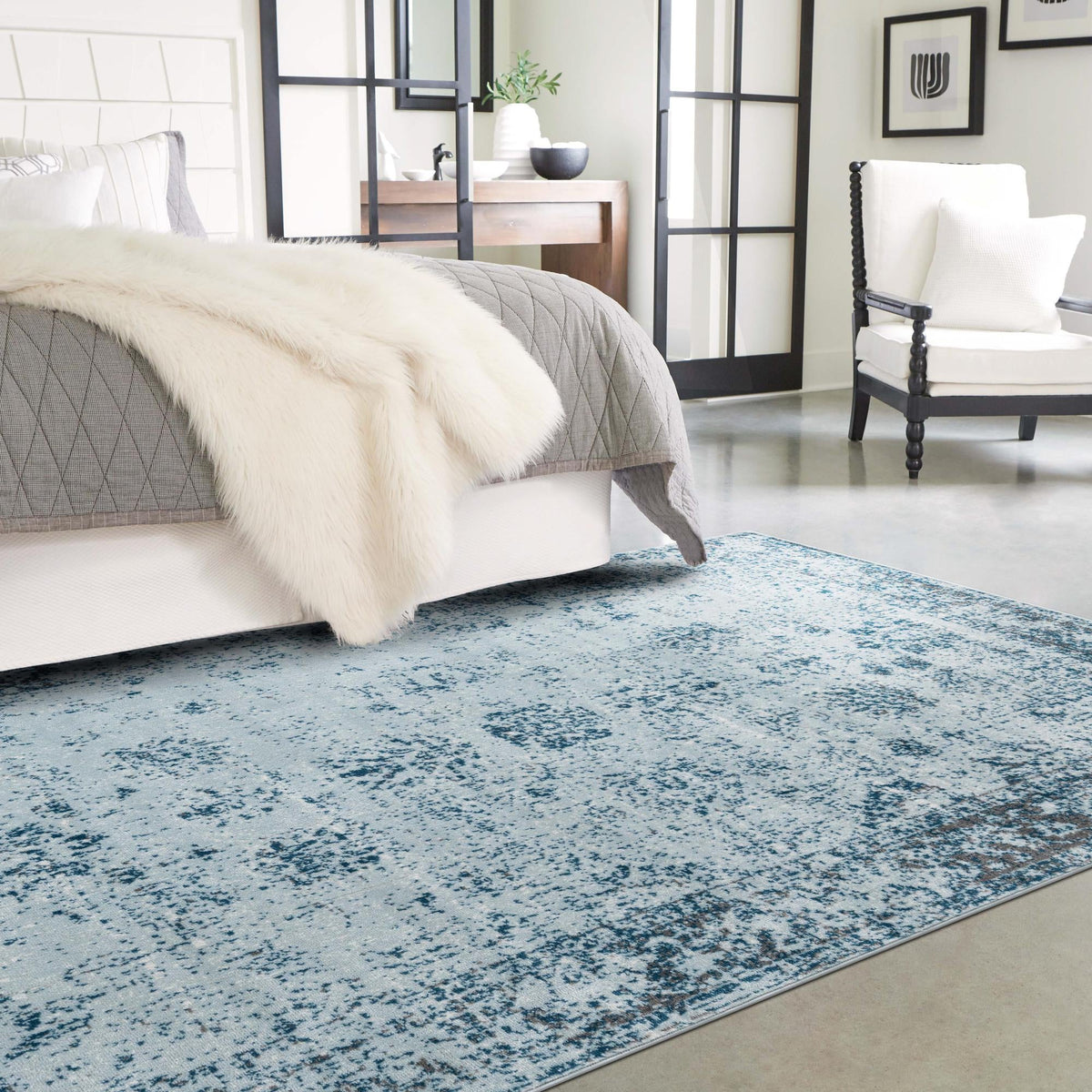 Riviera Elegance Collection Area Rug - Antibes (Light Blue) Rectangle Light Blue  lifestyle 29