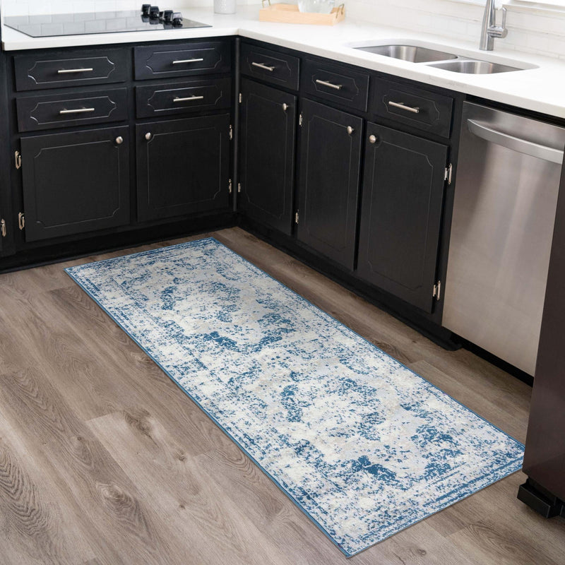 Riviera Elegance Collection Area Rug -  Menton (Blue) Runner Blue  lifestyle 48