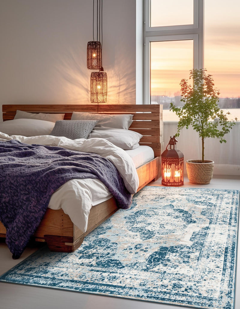 Riviera Elegance Collection Area Rug -  Menton (Blue) Rectangle Blue  lifestyle 18