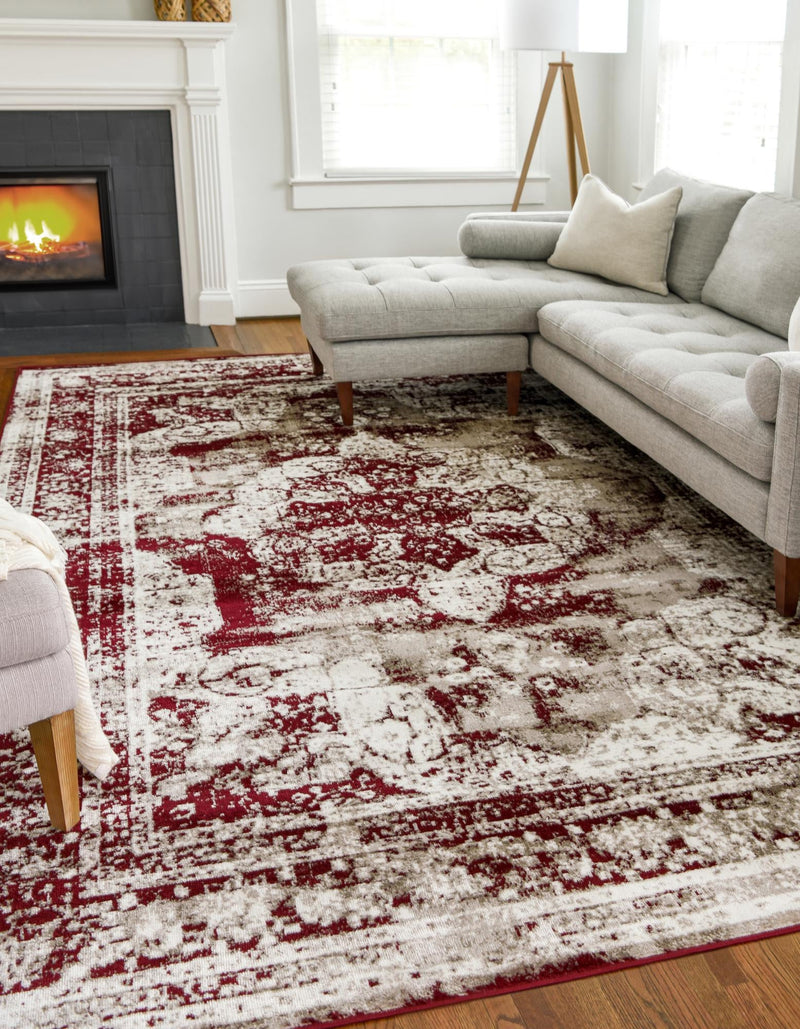 Riviera Elegance Collection Area Rug -  Menton (Burgundy) Rectangle Burgundy  lifestyle 0