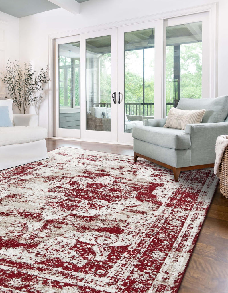 Riviera Elegance Collection Area Rug -  Menton (Burgundy) Rectangle Burgundy  lifestyle 8