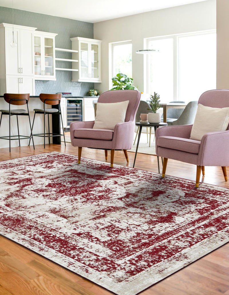 Riviera Elegance Collection Area Rug -  Menton (Burgundy) Rectangle Burgundy  lifestyle 10