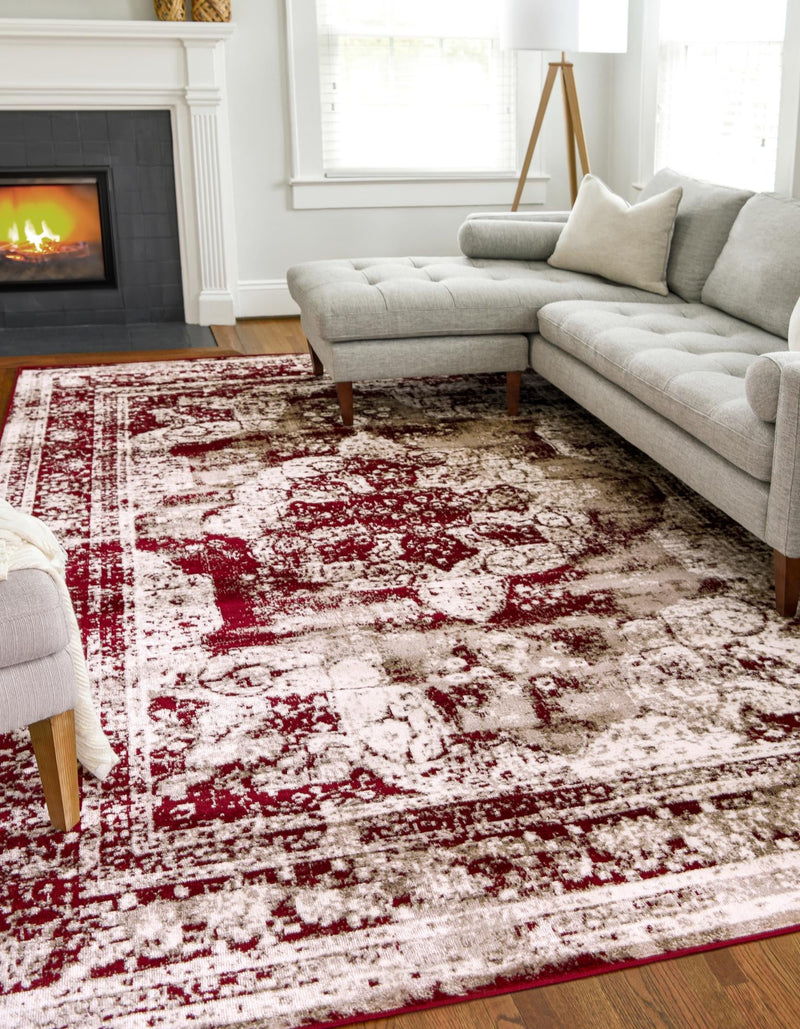 Riviera Elegance Collection Area Rug -  Menton (Burgundy) Rectangle Burgundy  lifestyle 6