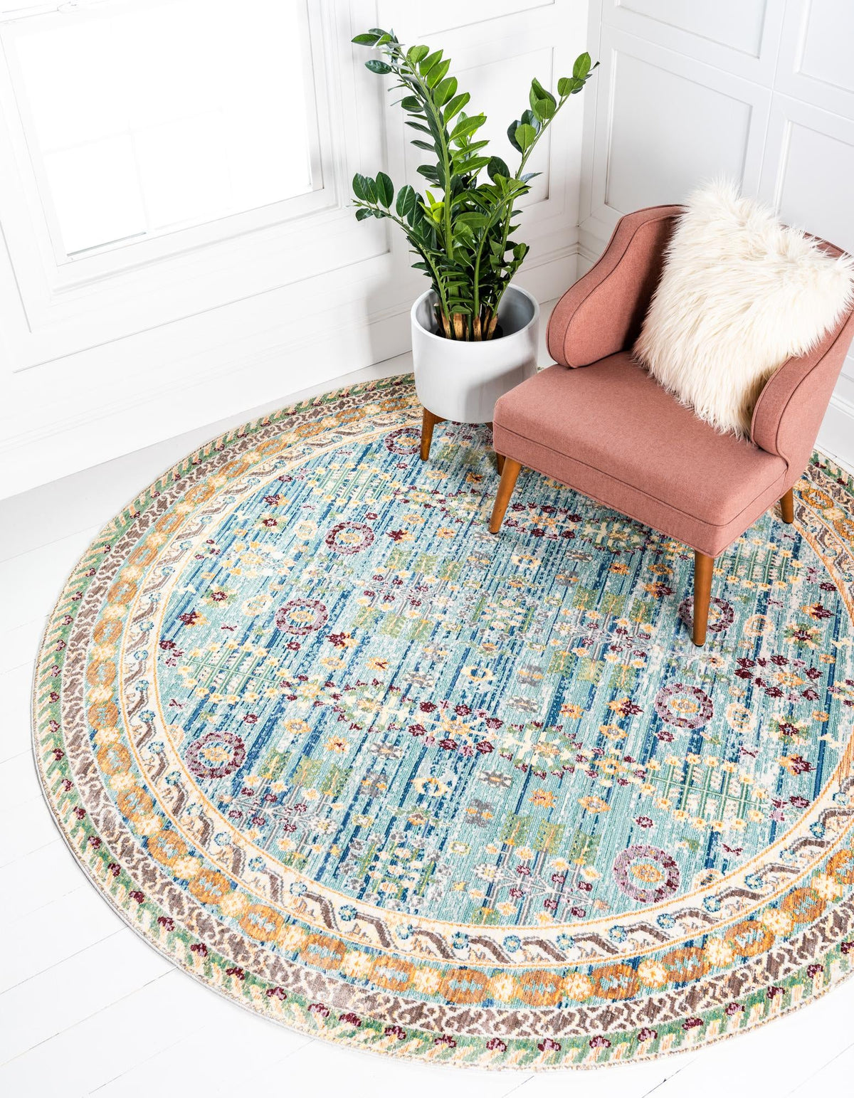 Lagoon Luxe Collection Area Rug -  Manta Round Blue  lifestyle 13
