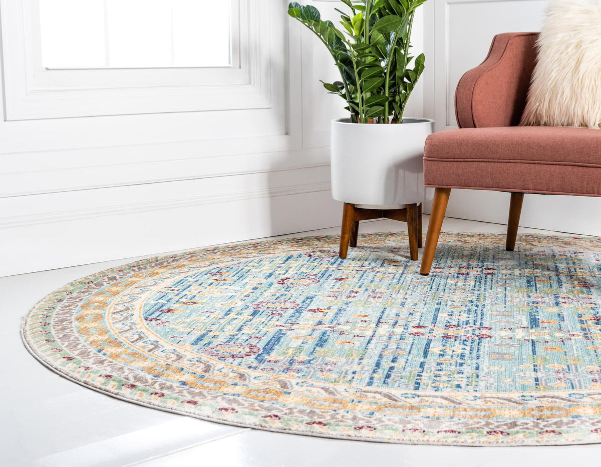Lagoon Luxe Collection Area Rug -  Manta Round Blue  lifestyle 15