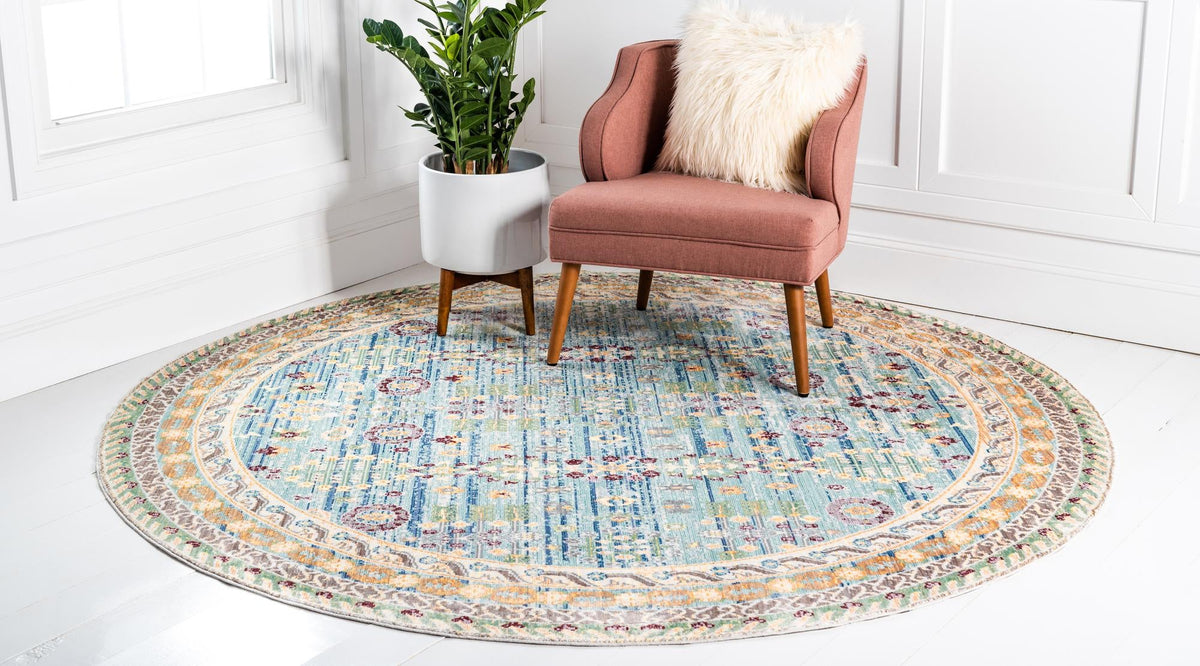 Lagoon Luxe Collection Area Rug -  Manta Round Blue  lifestyle 17