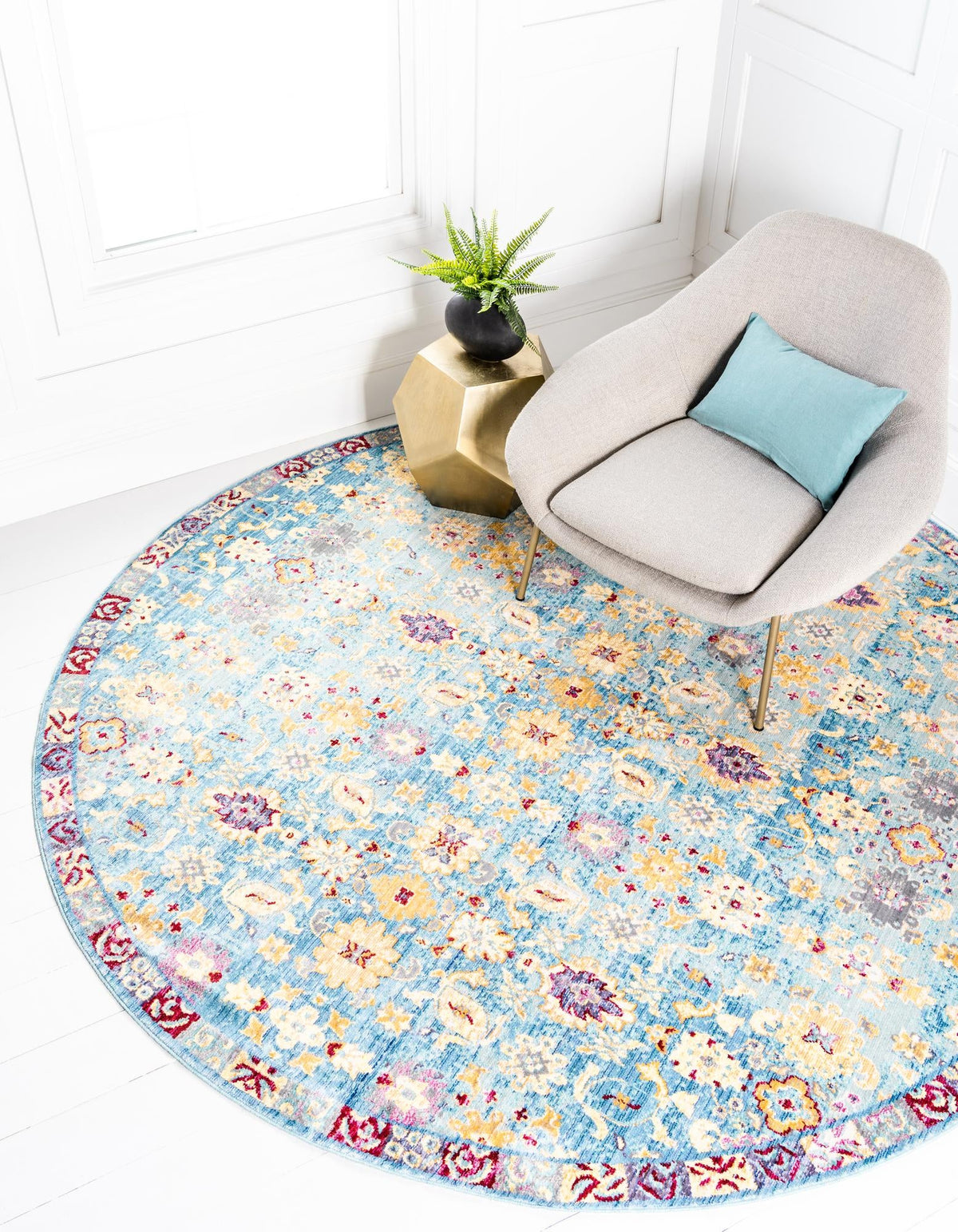 Lagoon Luxe Collection Area Rug -  Shipwreck Round Blue  lifestyle 14