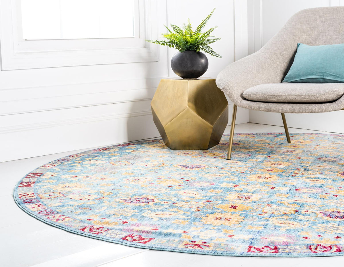 Lagoon Luxe Collection Area Rug -  Shipwreck Round Blue  lifestyle 16