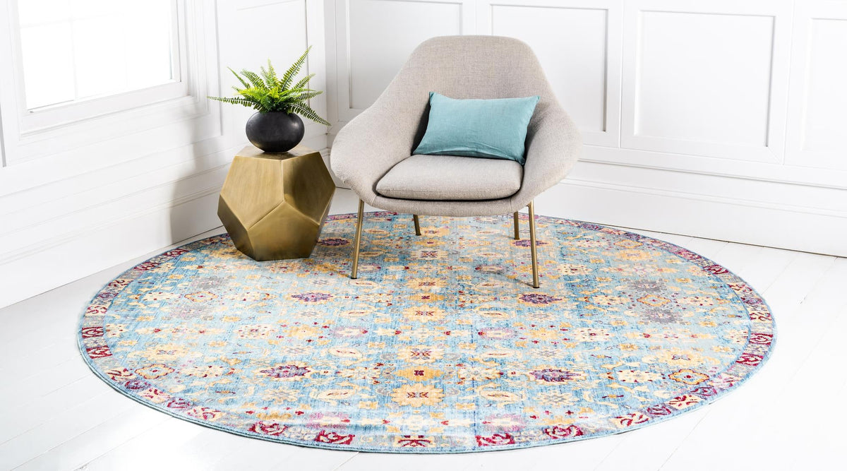 Lagoon Luxe Collection Area Rug -  Shipwreck Round Blue  lifestyle 18