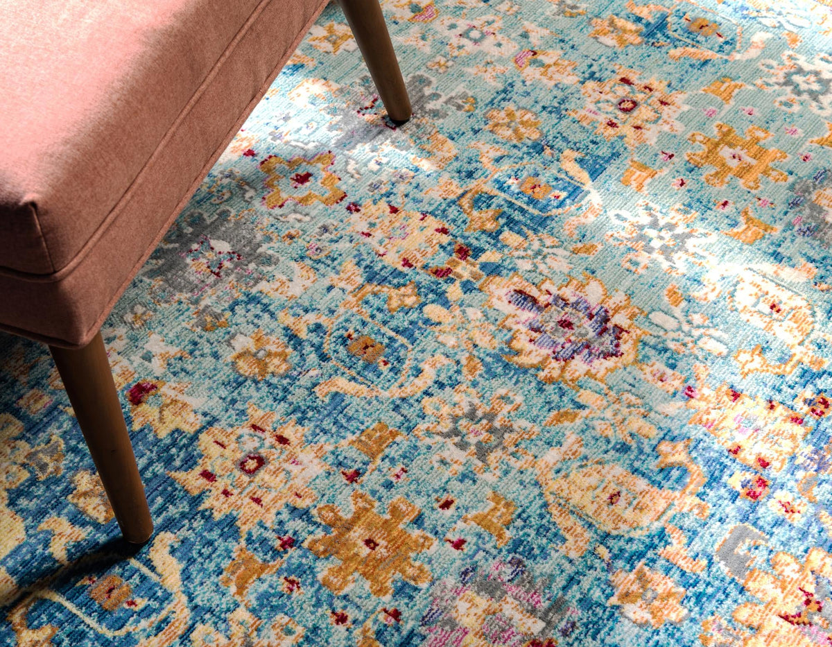 Lagoon Luxe Collection Area Rug -  Shipwreck Round Blue  lifestyle 22