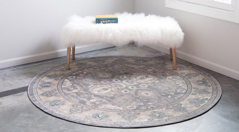 Salzburg Elegance Collection Area Rug -  Mozarteum Round Gray  lifestyle 32