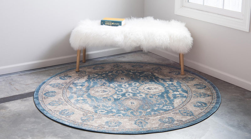 Salzburg Elegance Collection Area Rug -  Mozarteum Round Light Blue  lifestyle 34