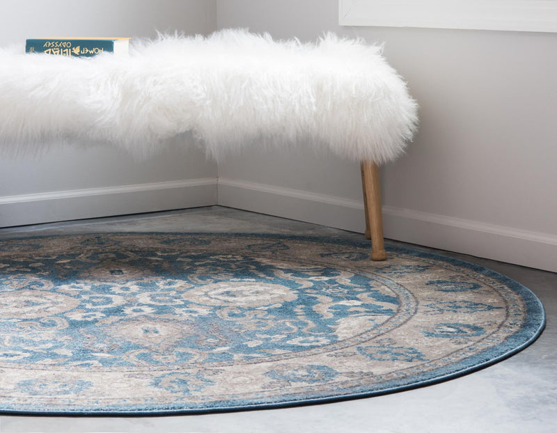 Salzburg Elegance Collection Area Rug -  Mozarteum Round Light Blue  lifestyle 38