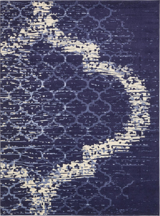 Lattice Gardens Collection Area Rug -  Trellisbay Rectangle Navy Blue Main