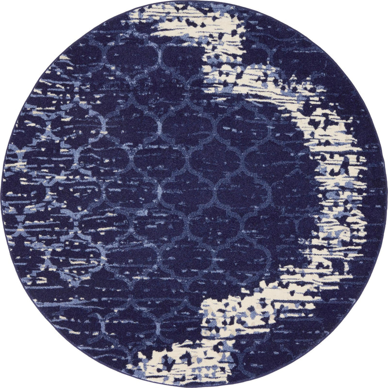 Lattice Gardens Collection Area Rug -  Trellisbay Round Navy Blue  lifestyle 12