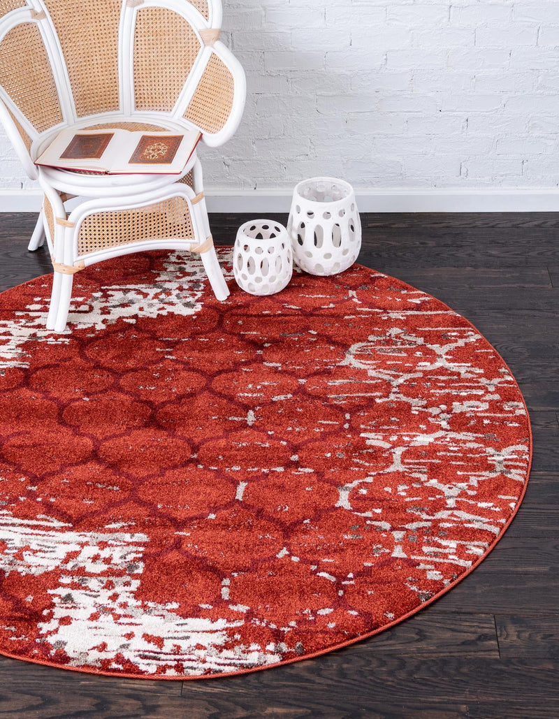 Lattice Gardens Collection Area Rug -  Trellisbay Round Terracotta  lifestyle 58