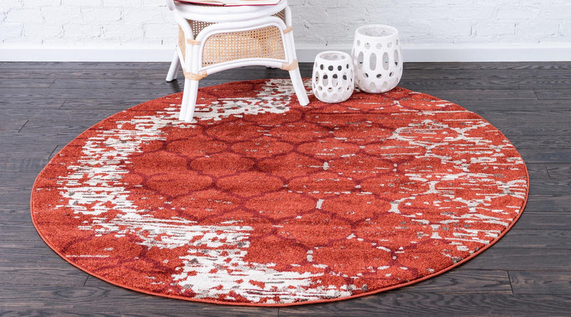 Lattice Gardens Collection Area Rug -  Trellisbay Round Terracotta  lifestyle 62